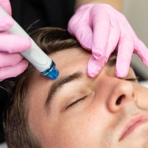 Man recieving Hydrafacial treatment